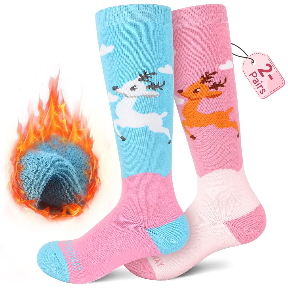 Findway Kids Ski Socks, Kids Thermal Socks 85% Cotton Boys Snow Socks Soft Breathable Winte