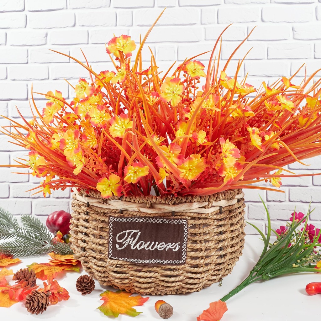 HBell 12 Bundles Outdoor Artificial Flowers UV Resistant Fake Boxwood Plants,Faux Plastic G