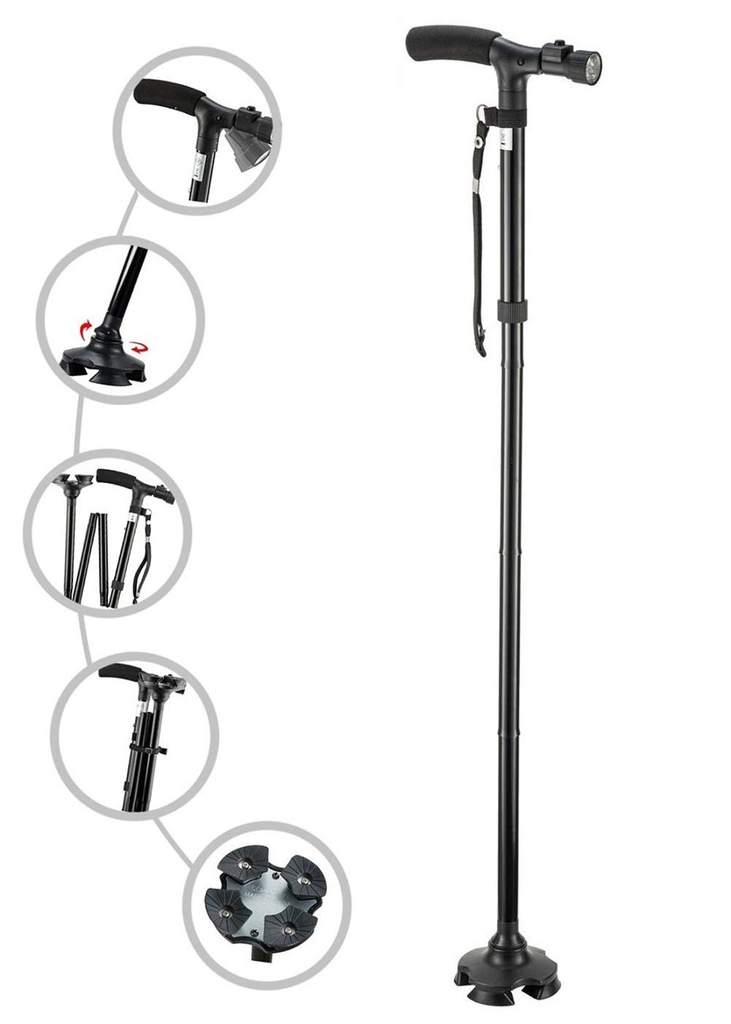 Folding Cane with Led Light, Adjustable Canes and Walking Sticks for Men and Women, Walking
