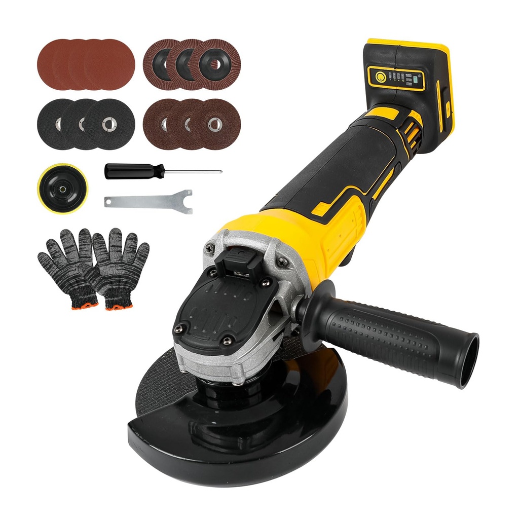 Cordless Angle Grinder for Dewalt 18V/20V Battery, 8000RPM Brushless Grinder Tool with 125mm
