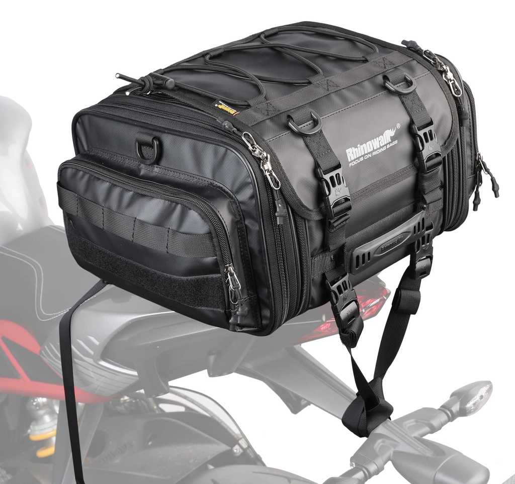 Rhinowalk Motor Pannier Bag Motorcycle Seat Bag Waterproof Travel Luggage Expandable19-26L,