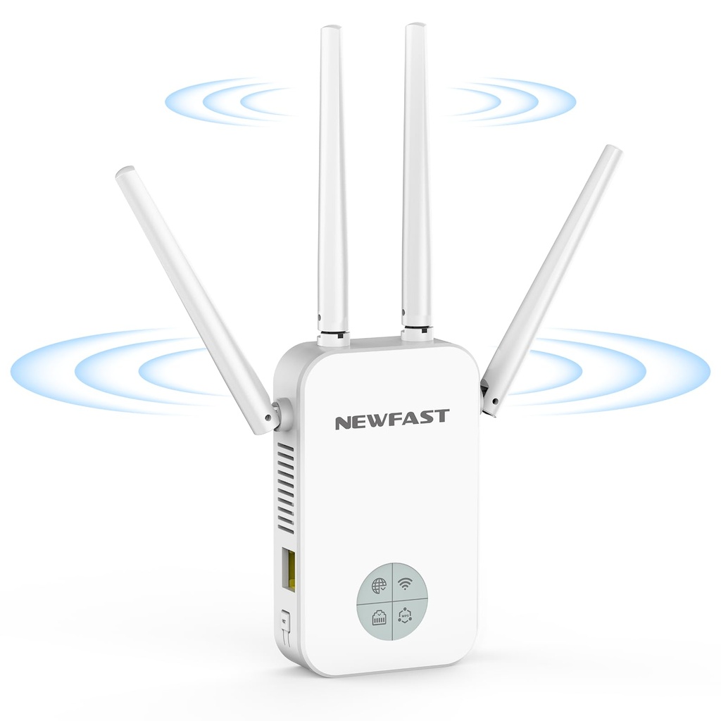 NEWFAST WiFi Extender Booster 1200Mbps Wi-Fi Range Extender, Dual Band WiFi Booster 5.8GHz,