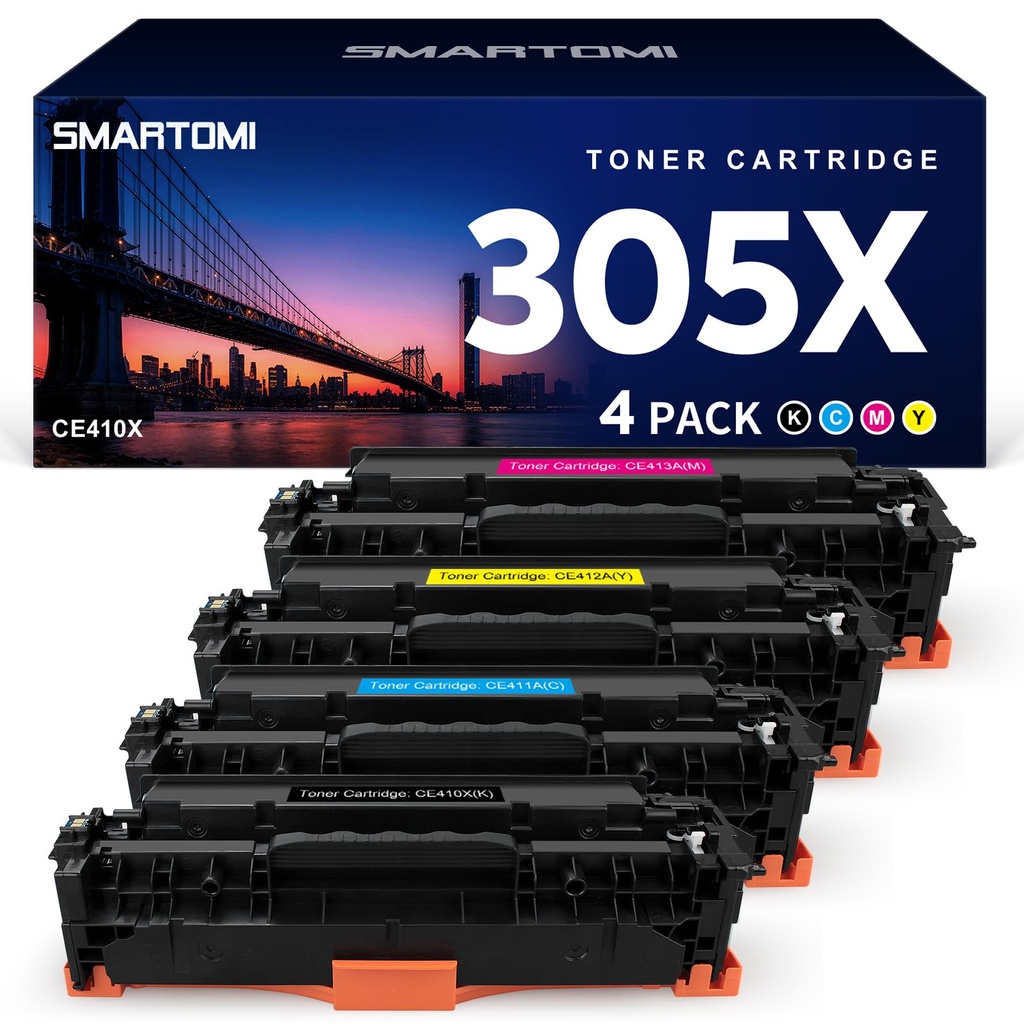 SMARTOMI 305X CE410X Toner Cartridges Remanufactured for HP 305X CE410X 305A CE411A CE412A C