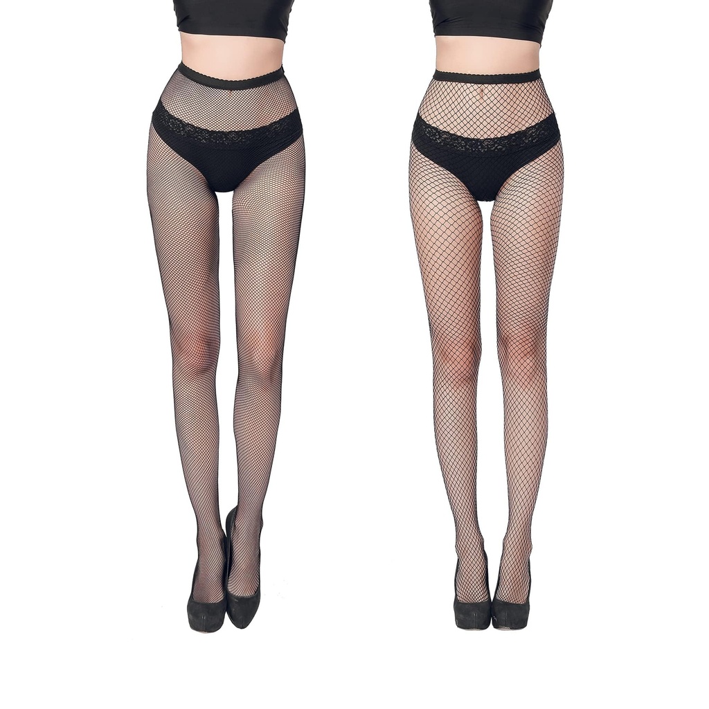 FLORA GUARD High Waist Tights Fishnet Stockings,4 Pairs of High Waist Fishnet Tights with 4