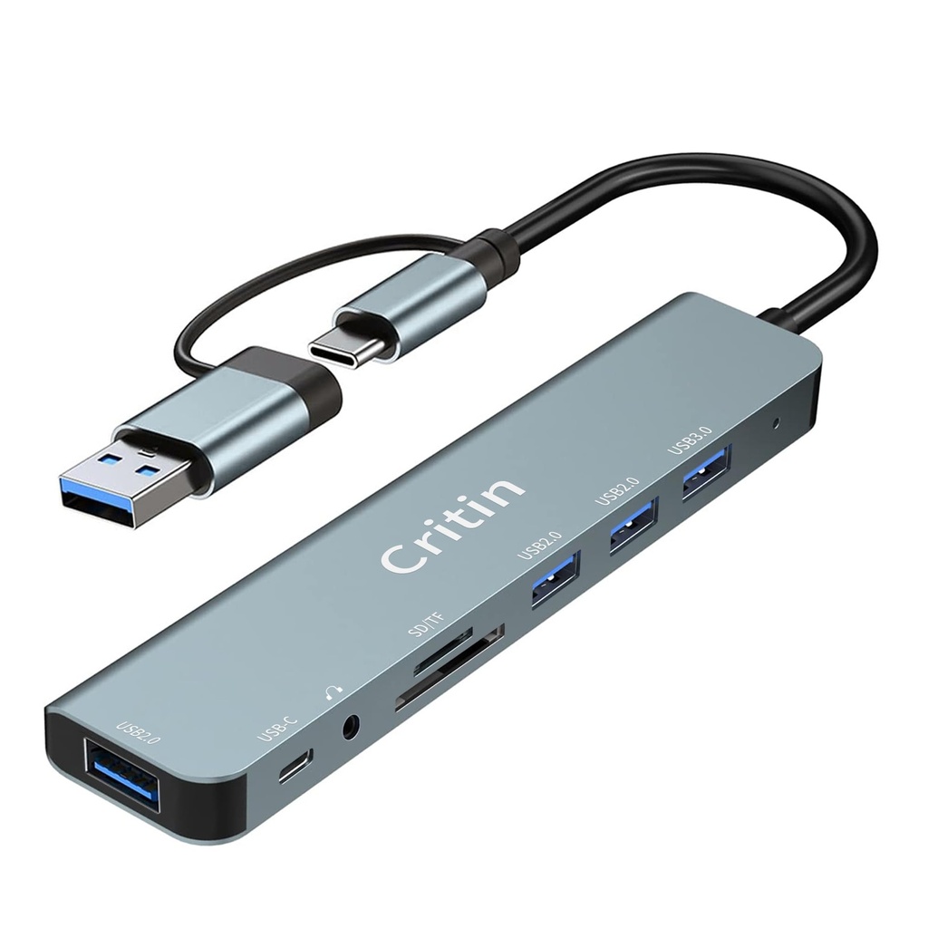 USB-C Hub 8-in-1 Multiport Adapter with USB 3.0&USB 2.0, Micro Sd/Tf Card Reader, Microphon