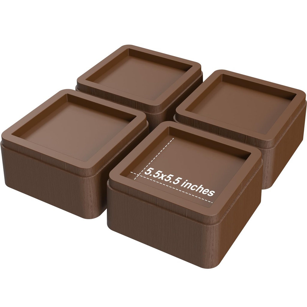 MYMULIKE Bed Risers 3 inch, Oversized Bed Leg RIsers 5.5x5.5 in Wide Opening, 6000lbs Heavy