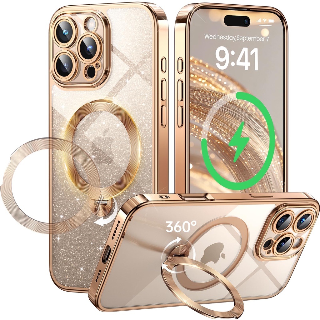 360Ã‚Â° Spin CD Stand for iPhone 16 Pro Max Case Compatible With Magsafe Ring [Never Yellow