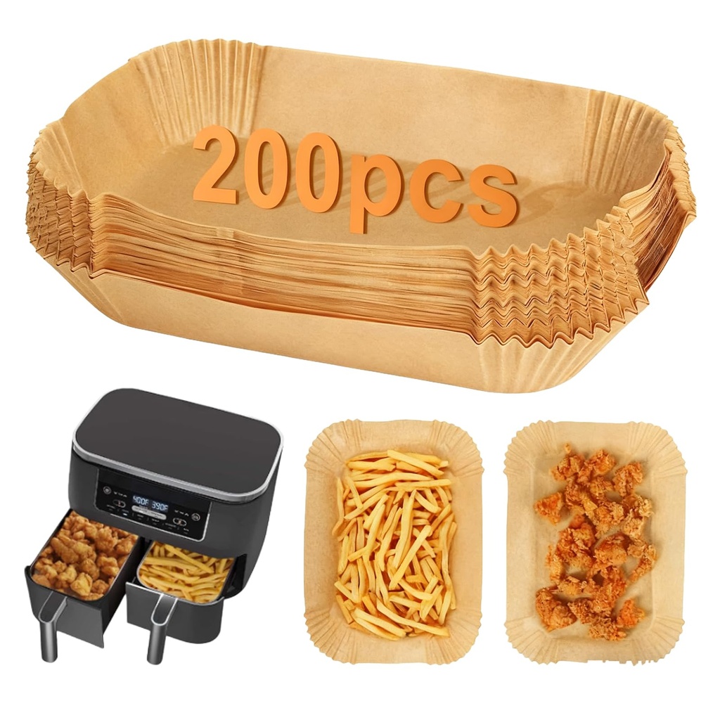 200 pcs Air Fryer Liners for Ninja Dual, Air Fryer AF300UK AF400UK Accessories, Disposable