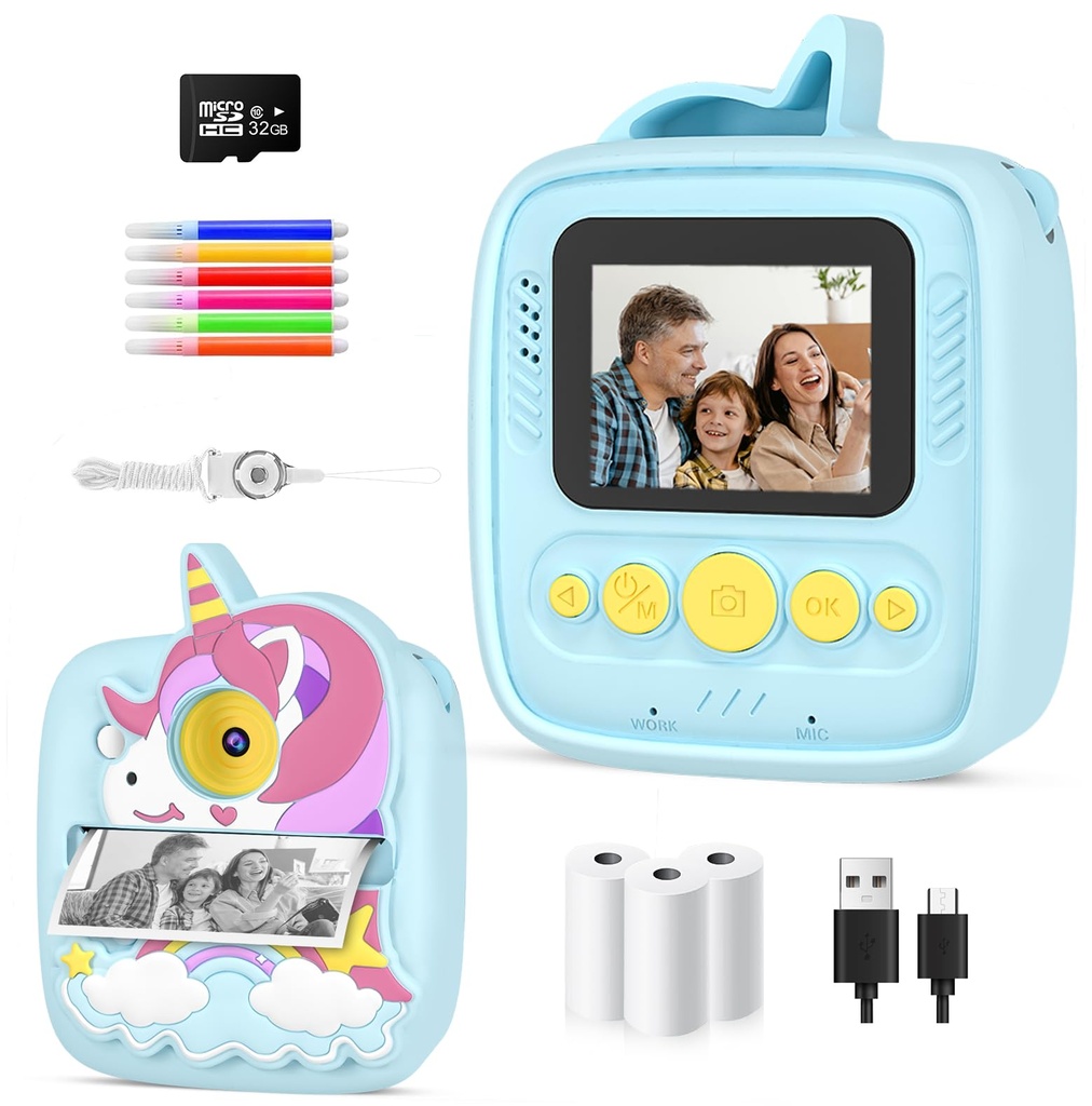 Kids Camera Instant Print, Birthday presents gifts for 3 4 5 6 7 8 9 Year Old Boys Girls, 48MP