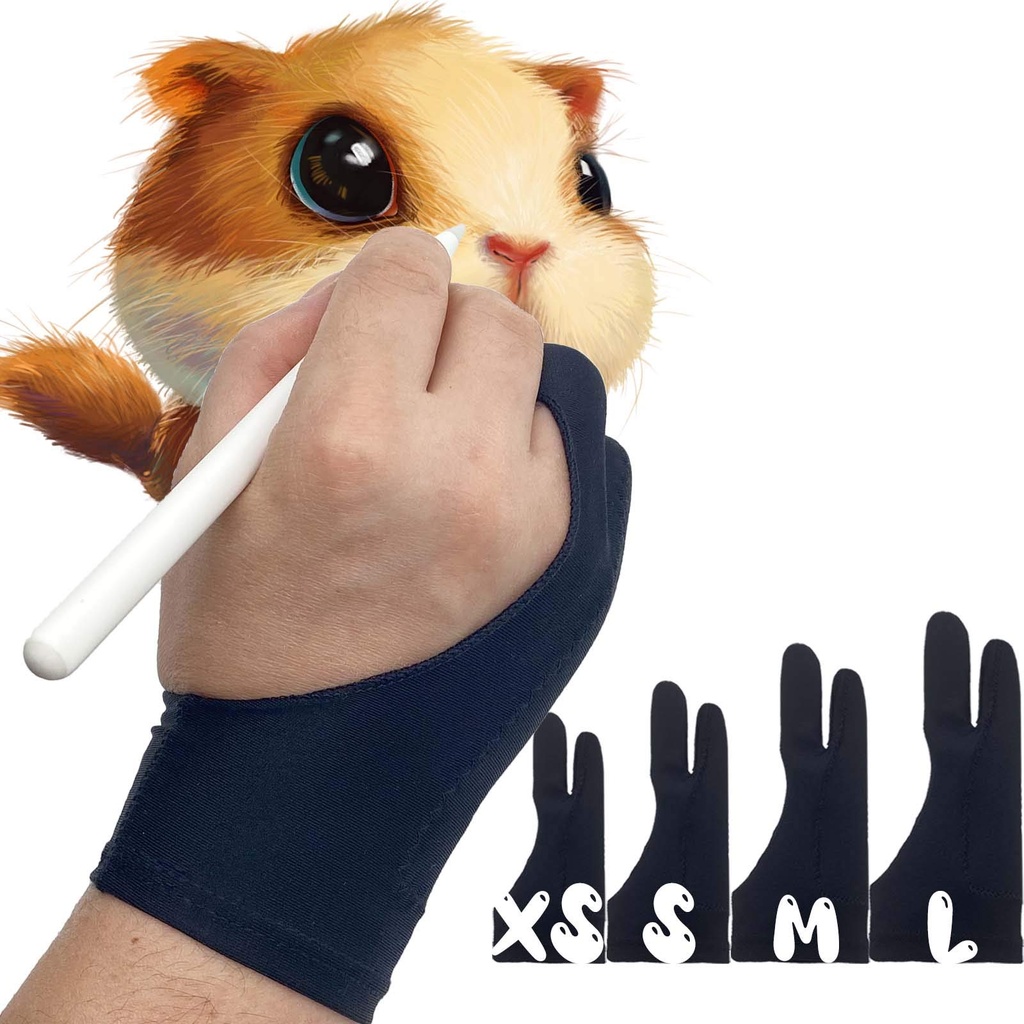 AKX Artist Glove Medium - 2 Pack Palm Rejection Drawing Glove for Graphic Tablet, iPad - Smu