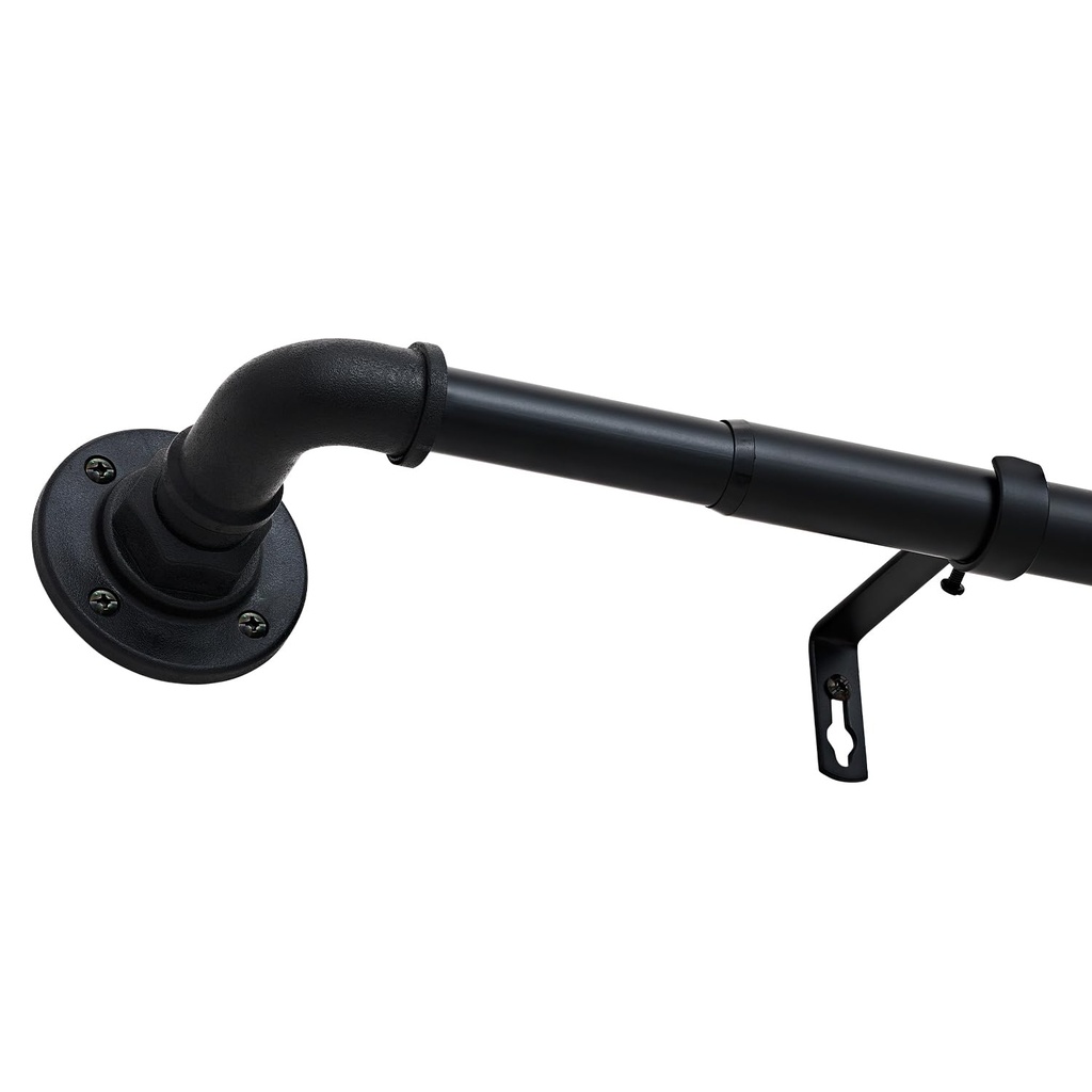 WL.Rocaille Black curved curtain rod Adjustable curtain track 30 to 126 inches Retractable
