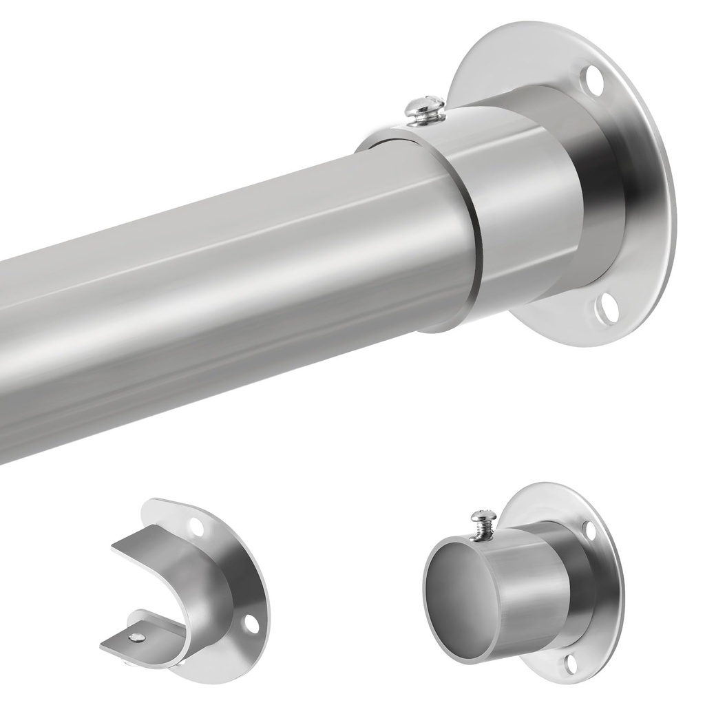 Tiemlet Wardrobe Rods, Silver Heavy Duty Extendable Wardrobe Rail, 74-130CM Adjustable Wardrobe