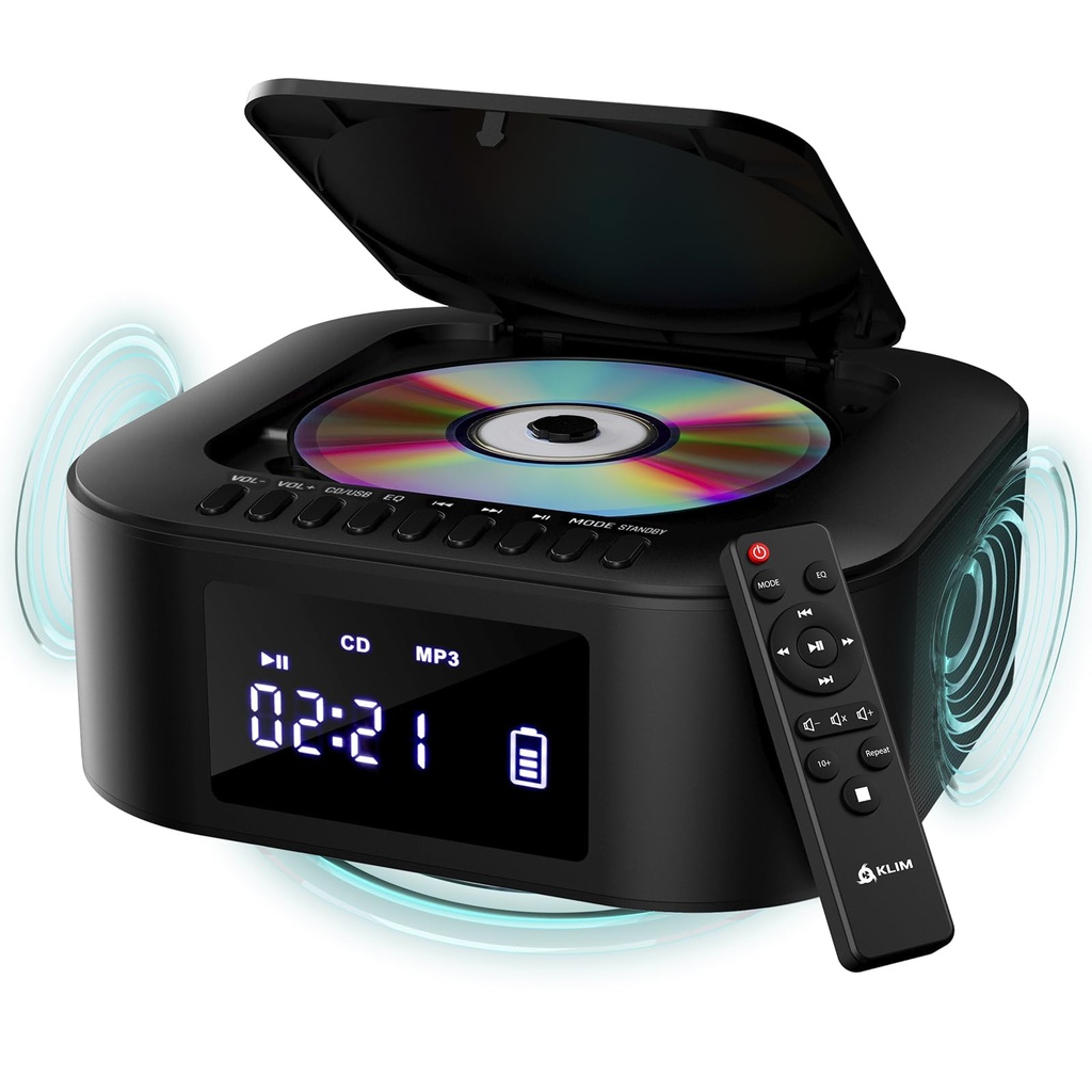 KLIM Boombox E1 Ã¢Â€Â“ Portable CD Player with Subwoofer Ã¢Â€Â“ Extra Bass, Bluetooth, FM Ra
