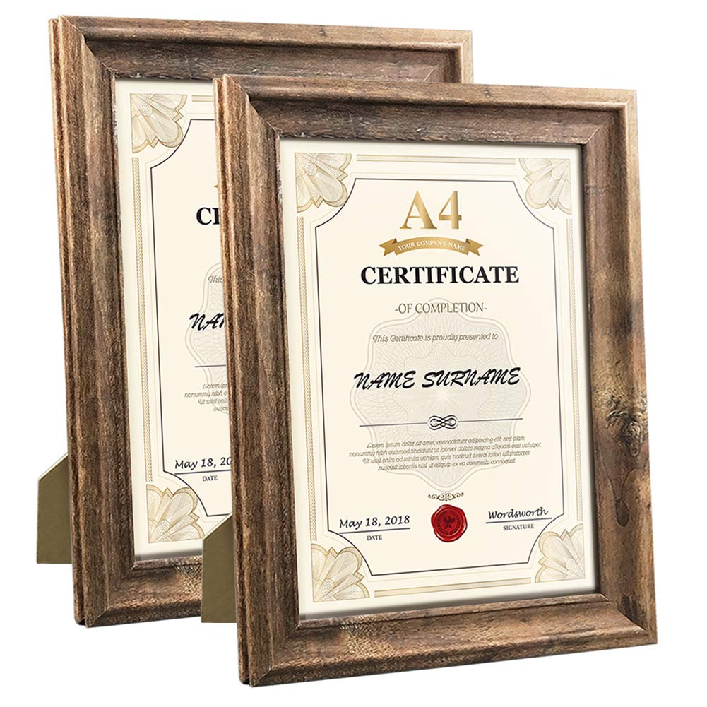 PETAFLOP Rustic Picture Frame A4 (21 x 29.7 cm) Set of 2, Wall and Table Picture Frames, B
