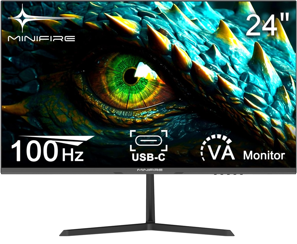 Minifire 24-inch Business Monitor, 1920x1080 Full HD, 100Hz, Fast VA Flat Panel, 4000:1 High
