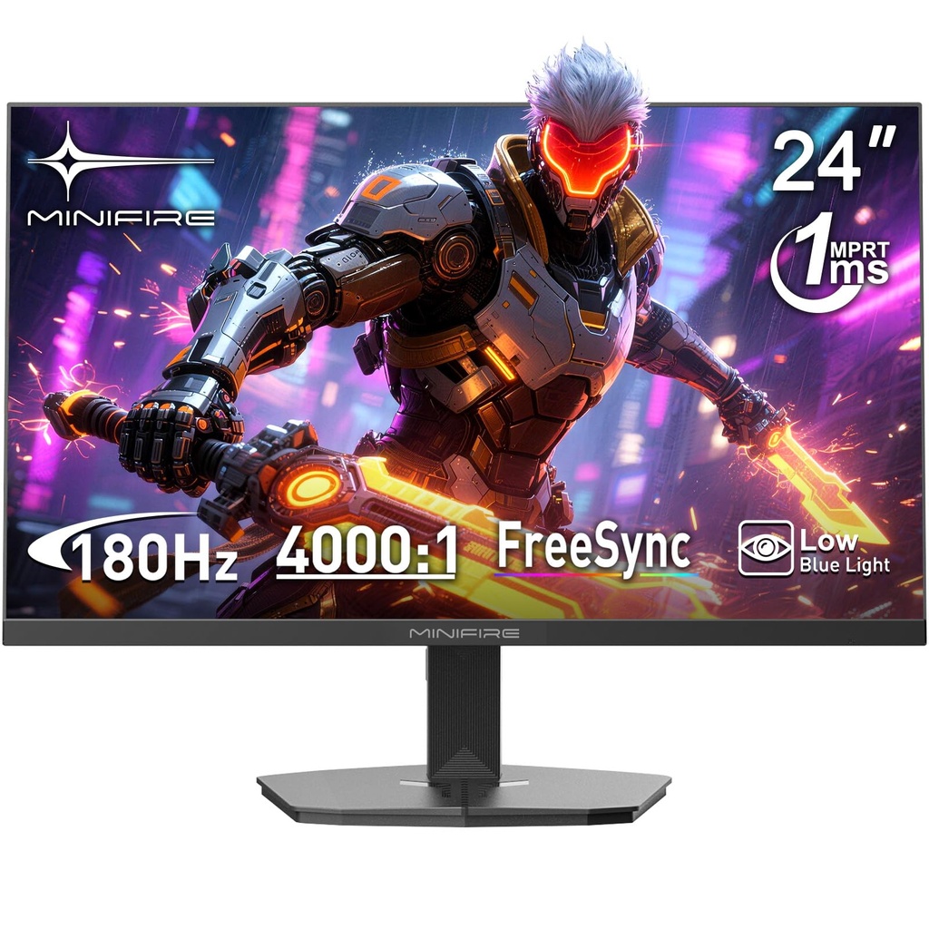 Minifire 24 Inch 180Hz Gaming Monitor, Full HD 1080p VA Panel, 4000:1 Contrast, 1ms MPRT