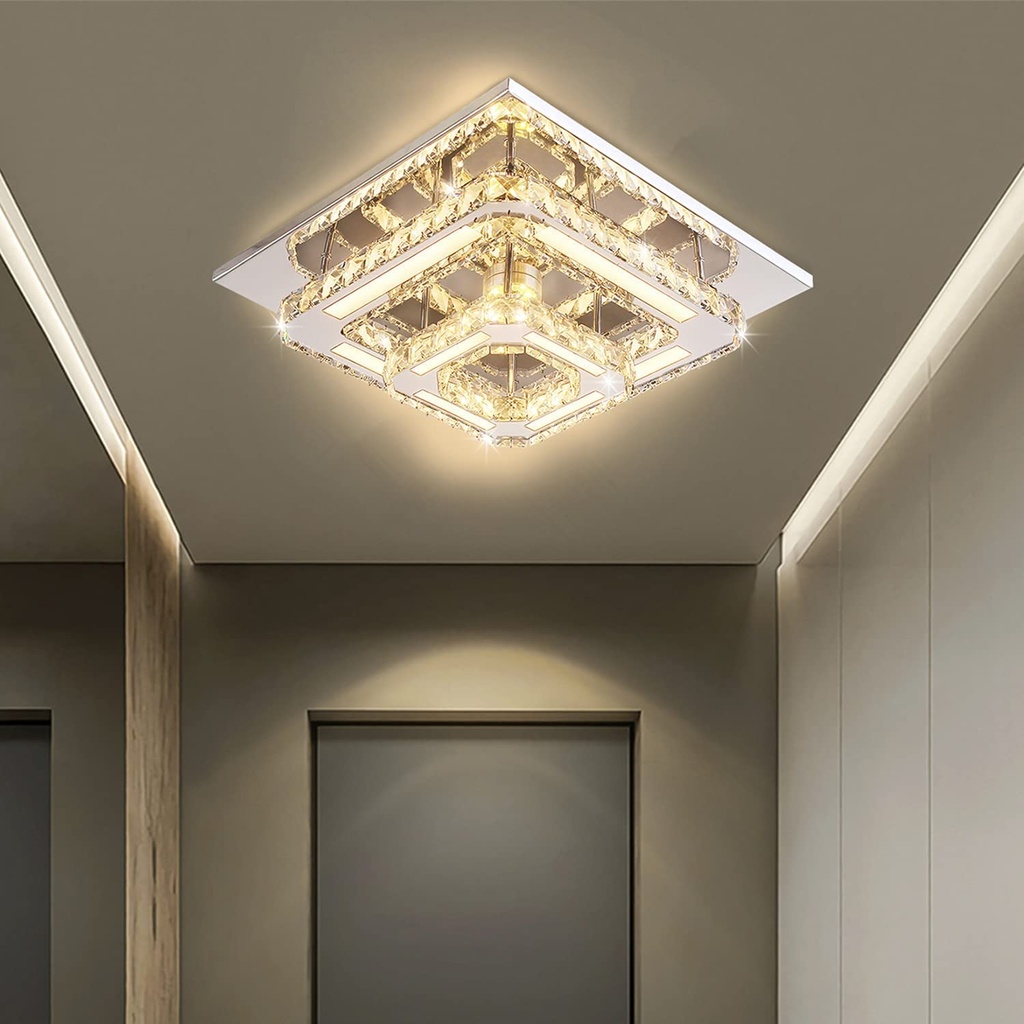 CXGLEAMING Crystal Flush Mount LED Ceiling Light Fixture, Modern Ceiling Lamp 
