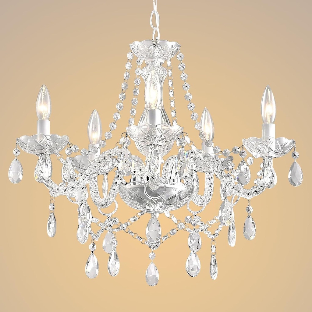 AOLALA Crystal Chandelier Hanging Pendant Light Fixture, Modern 5 Lights K9 Crystal Ceiling
