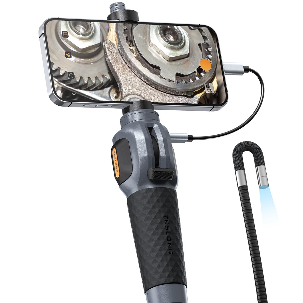 Teslong Two-Way Articulating Borescope with Light, USB-C Endoscope Inspection Camera with 5F