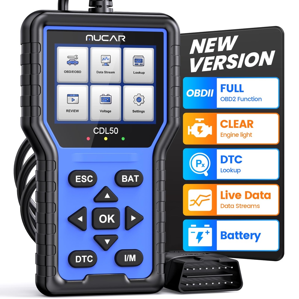 mucar CDL50 OBD2 Code Reader, Check Engine Light 10 OBD2 Functions, Car Fault Diagnostic To
