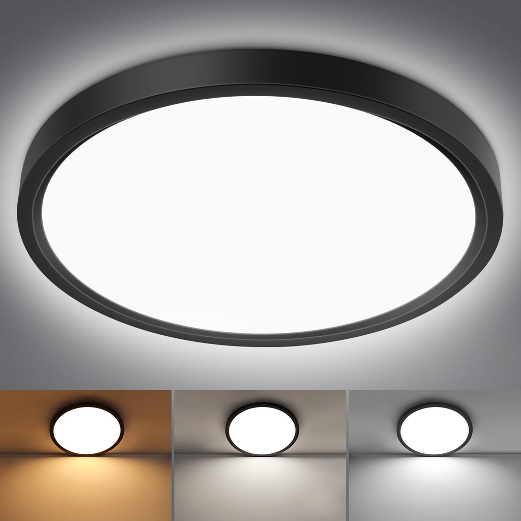Smanu LED Ceiling Light Panel,18W 1800LM,3 Color Temperatures in One 3000K/4000K/6000K,Wate