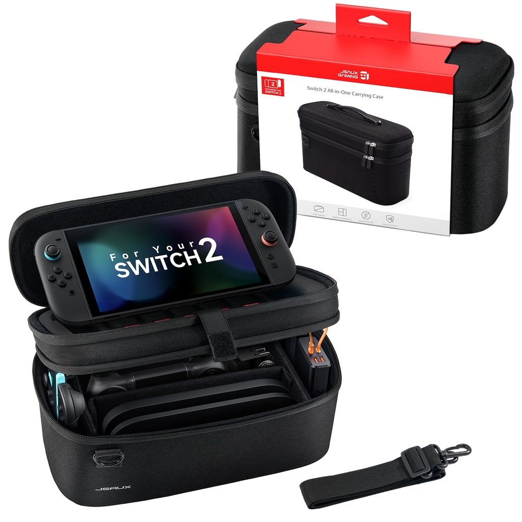 JSAUX All-in-One Carry Case Compatible with Nintendo Switch 2, Travel Storage Bag Fits Dock,