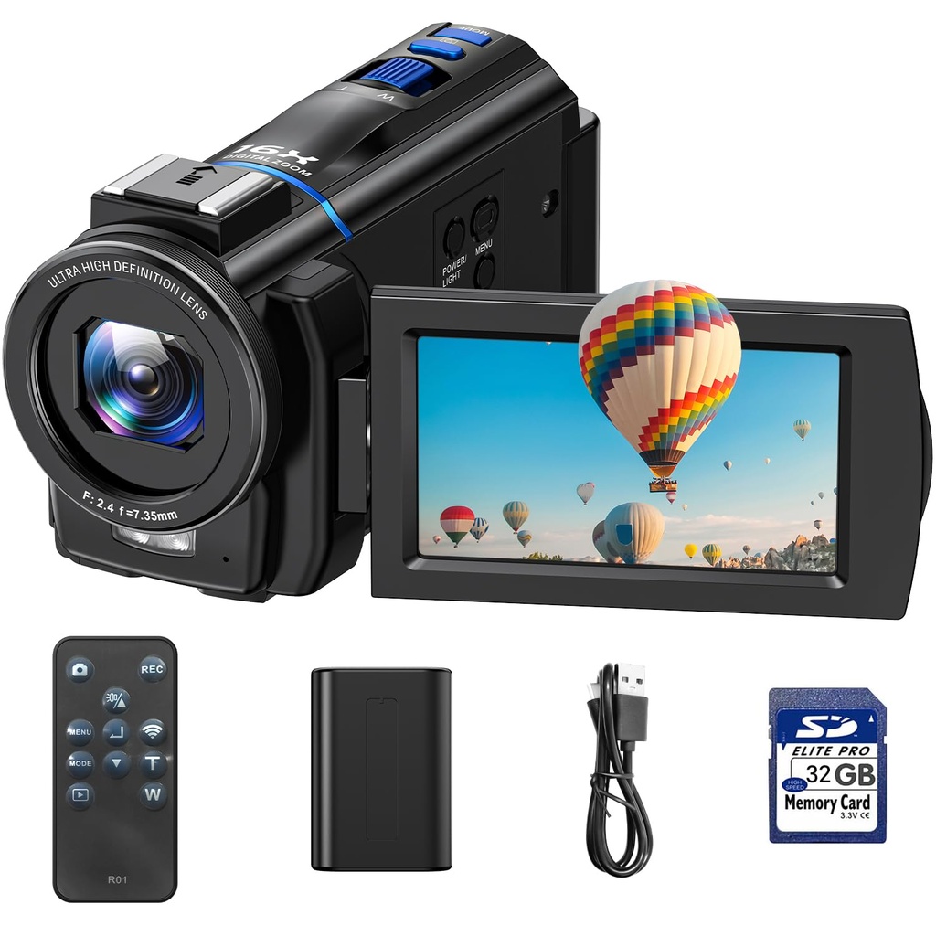 CAMWORLD 4K Video Camera Camcorder 48MP YouTube Vlogging Camera Night Vision