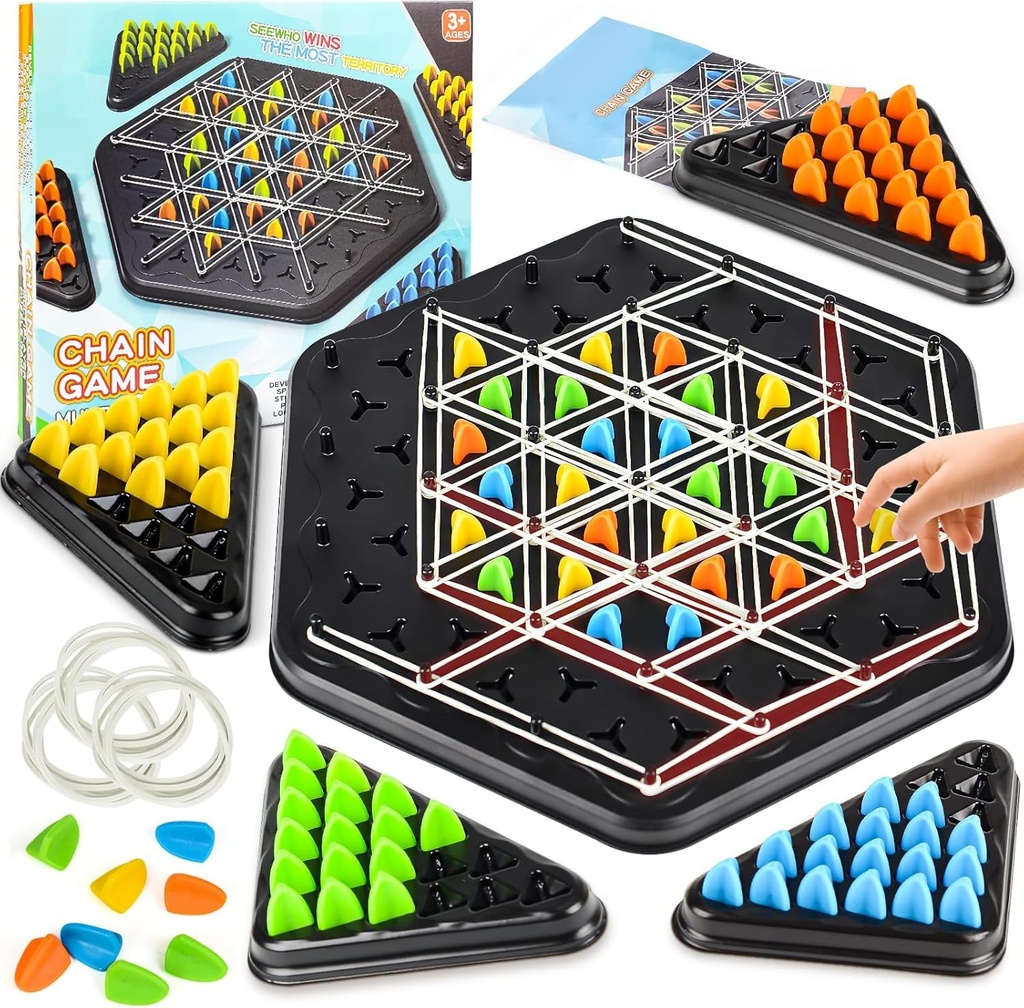 Chain Triangle Game, 2 Player Triangle Games, Triggle Rubber Chess Board Games for 2 Player