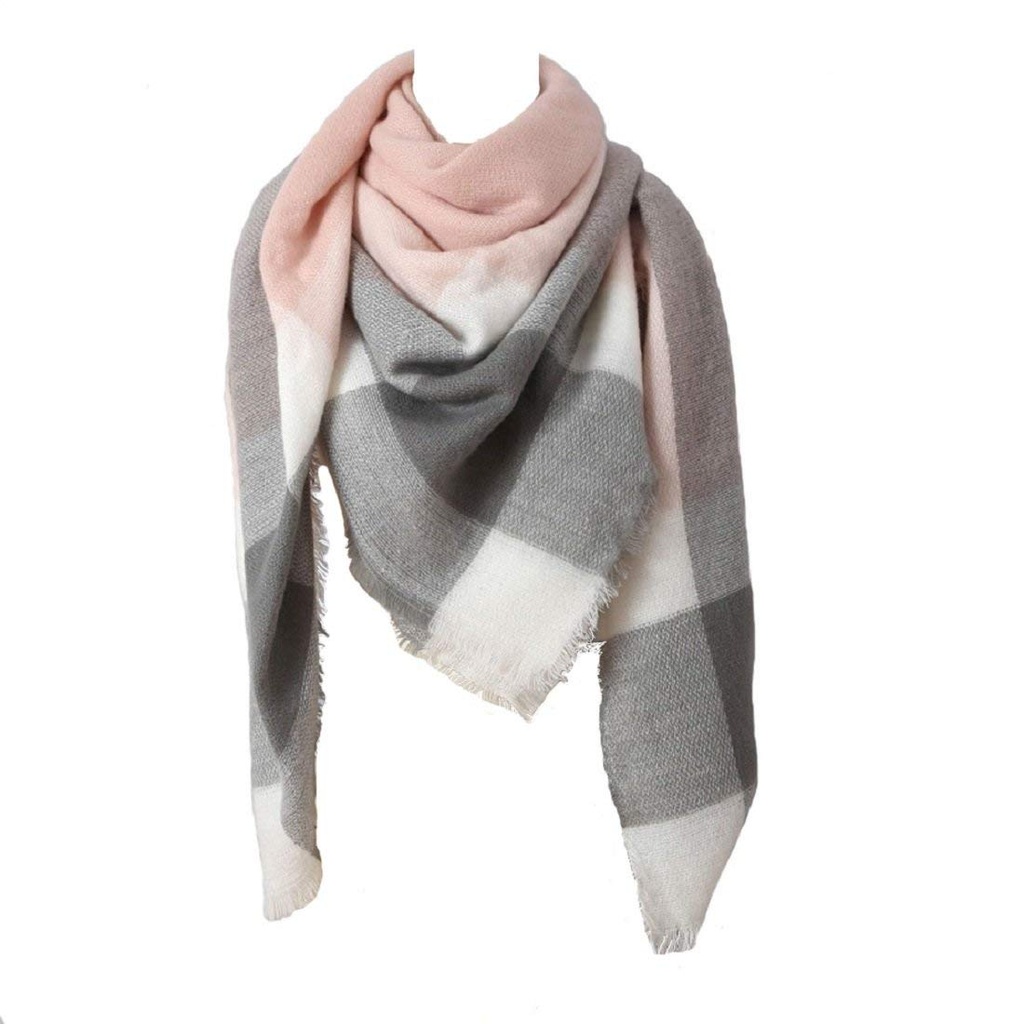 MAKFORT Winter Warm Scarfs Women Shawl Scarf Ladies Plaid Blanket Tartan Scarf Color Block