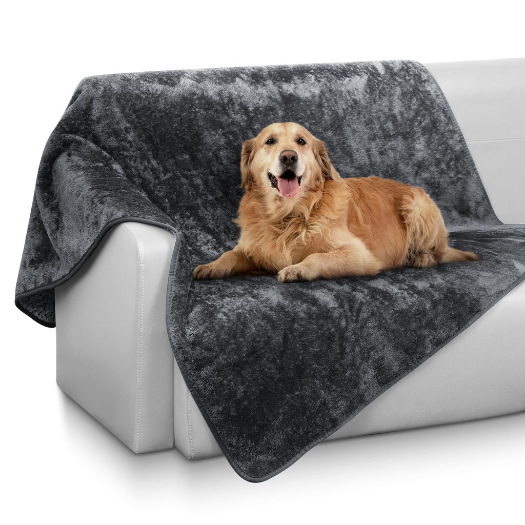 Maxetodo Reversible Waterproof Dog Blanket 100x120cm - Luxury Sherpa & Fleece Pet Blanket f