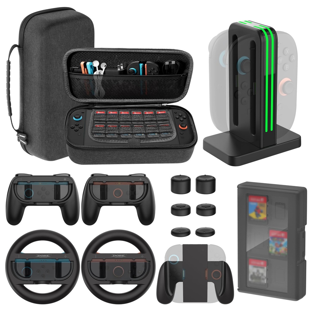 Newzerol for Switch 2025) 14 in 1 Accessories Bundle â€“ Premium Carrying Case, Joy‘Con Charging Station