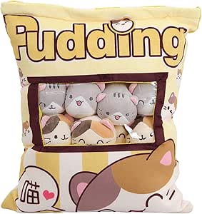 GDGZT Cute Snack Pillow Cat Plush Toy, Removable Cat Plush Pillow with Kitty Dolls Birthday