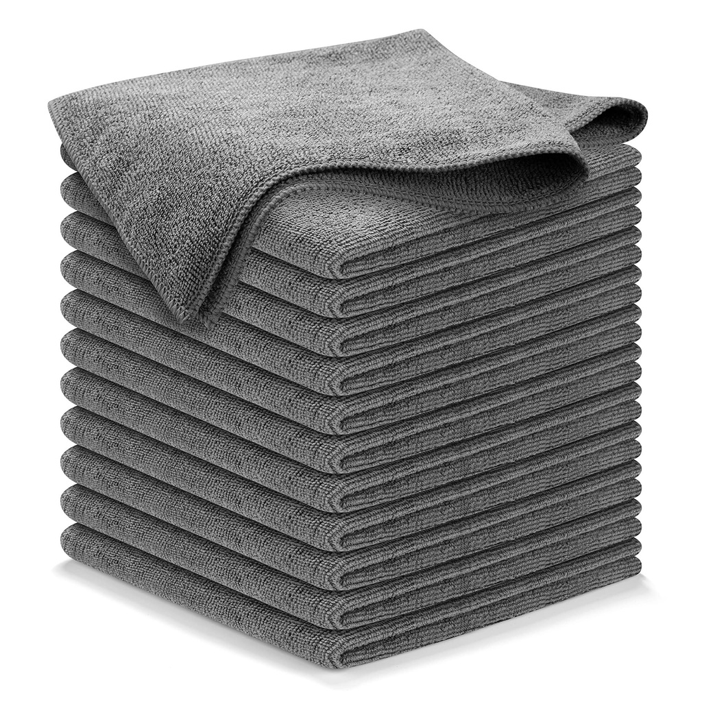 ROSSRORE Microfiber Cleaning Cloths, Lint Free Cloth Grey Tea Towels, Suitable for Furnitur