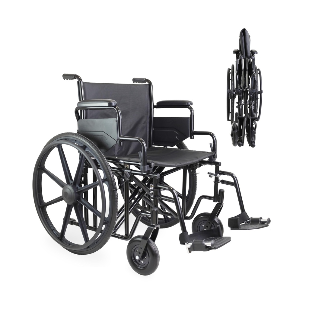 PEPE Mobility Bariatric Wheelchair (22 Inch Wide Seat), Foldable, Supports 500 lbs, Sturdy S