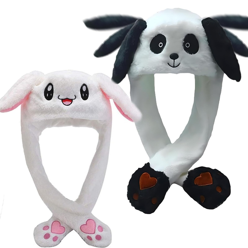 2 Pcs Cute Rabbit Hat Unisex Funny Bunny Hat With Moving Ears Plush Rabbit Hat Bunny Ears Hea