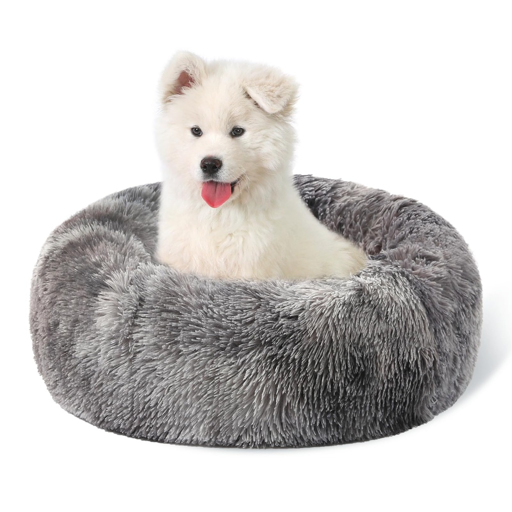 Belababy Donut Dog Bed with Removable Cover, Washable Dog Cat Bed for Small Medium Dogs, Ca
