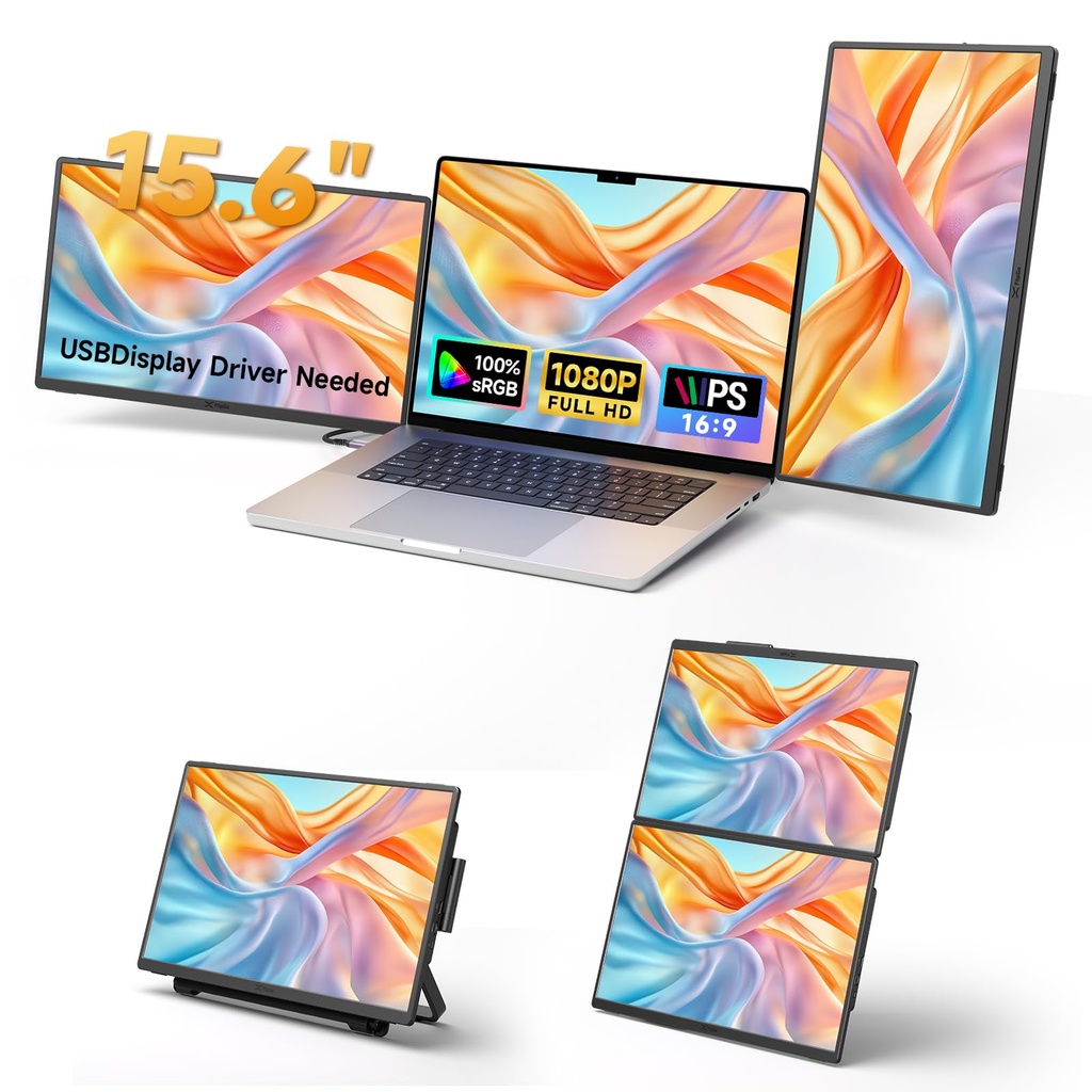 JSAUX FlipGo Horizon Pro Laptop Screen Extender Snap-Lock Magnetic Design, 15,6" FHD 1080P 