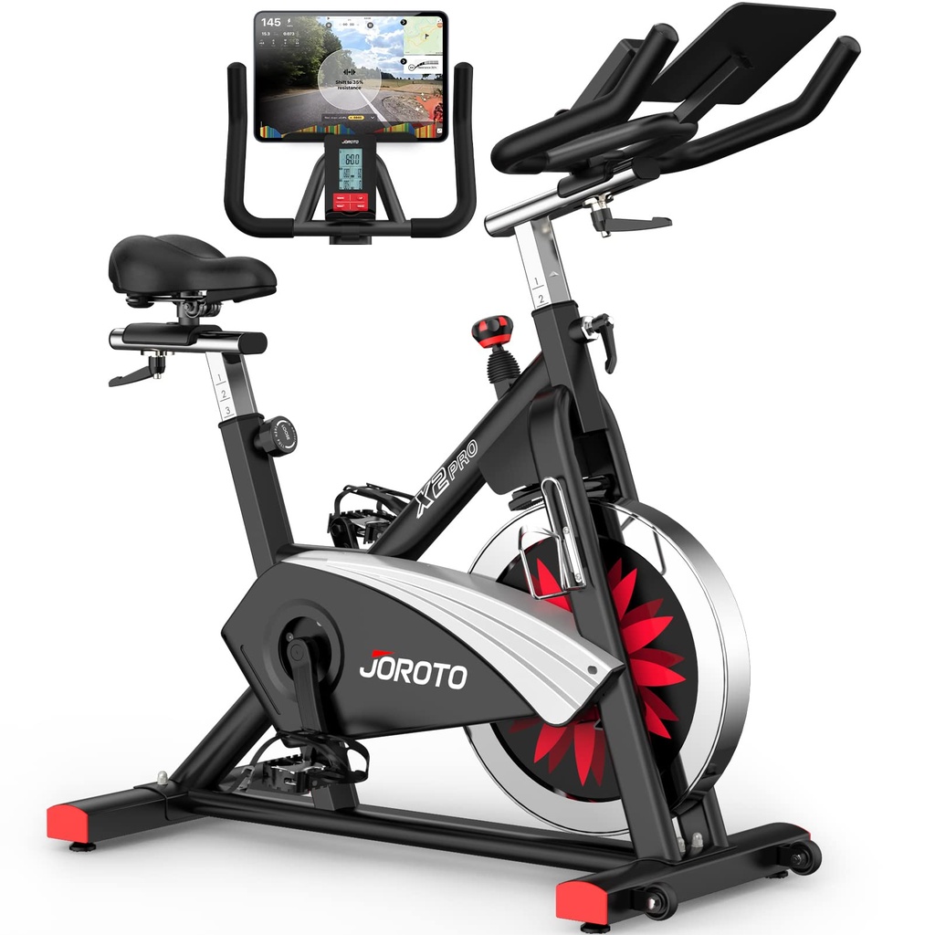 JOROTO X2/X2PRO Exercise Bike, Quiet Magnetic Resistance Stationary Bike with LCD Display