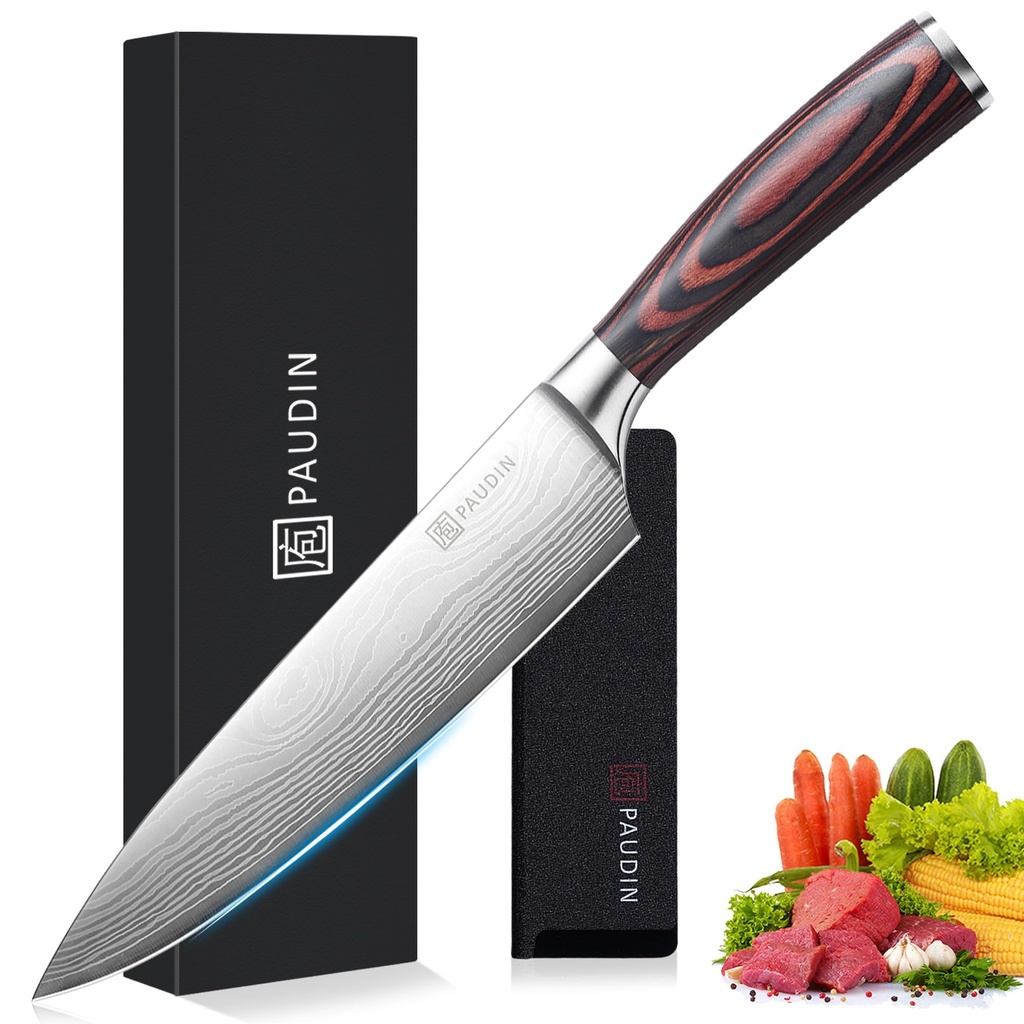 PAUDIN Chef Knife, Kitchen Knife 8 inch Professional, Japanese KnifeÃ¯Â¼ÂŒHigh Carbon Stainl