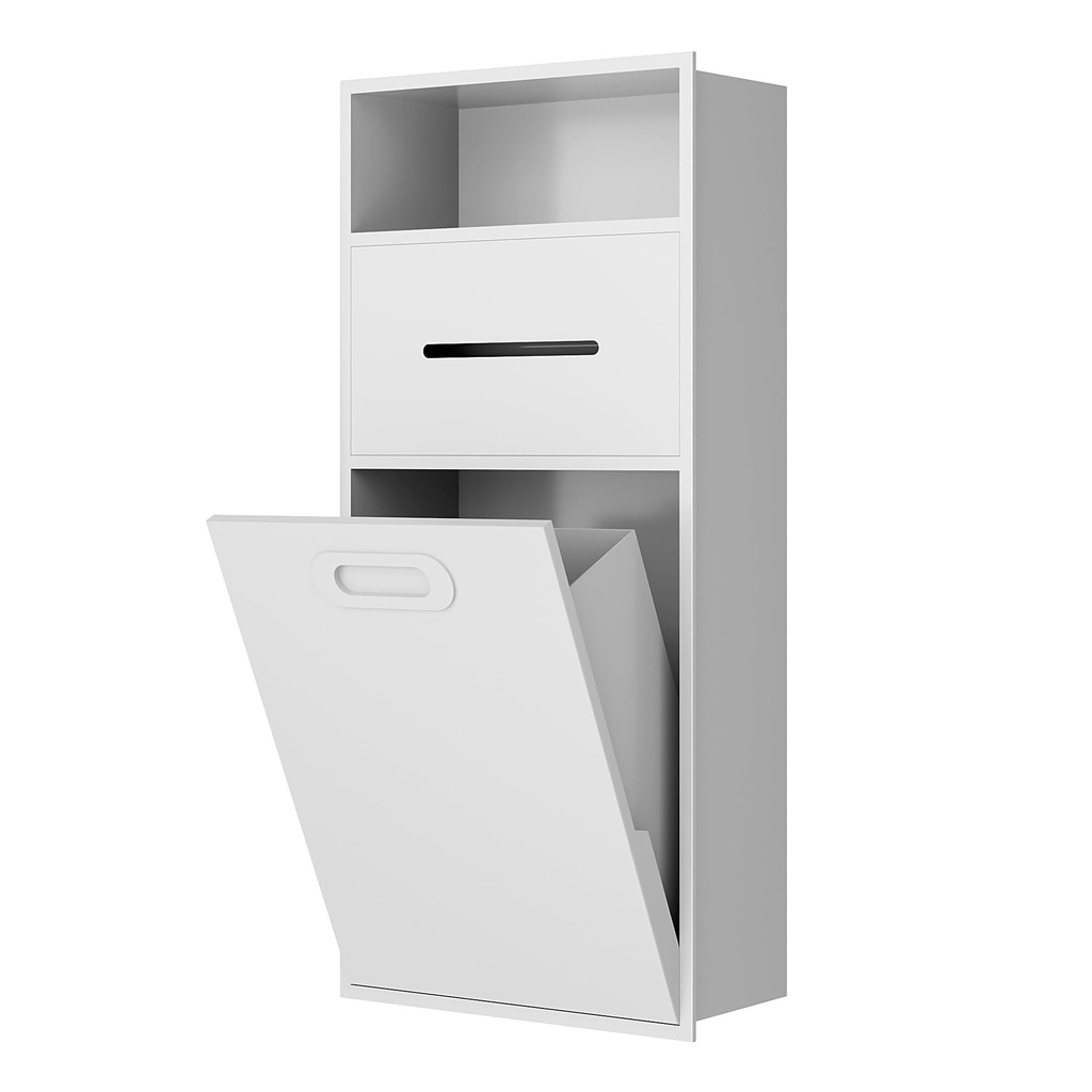 30 x 66 cm Stainless Steel Bathroom Niche, Bathroom Storage Shelf with Trash Can for Wet Ti