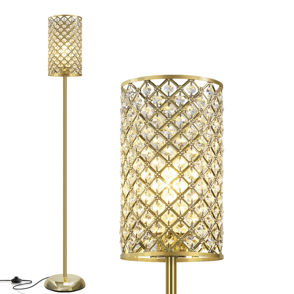 GyroVu Gold Floor Lamp,Elegant Crystal Floor Lamp Modern Standing Lamp with On/Off Foot Switch