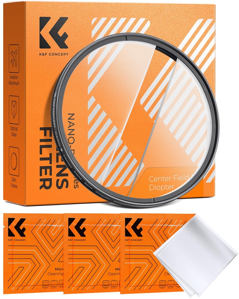 K&F CONCEPT 82mm Centerfield Split Diopter Filter Double Glass Special Effect Camera Lens F