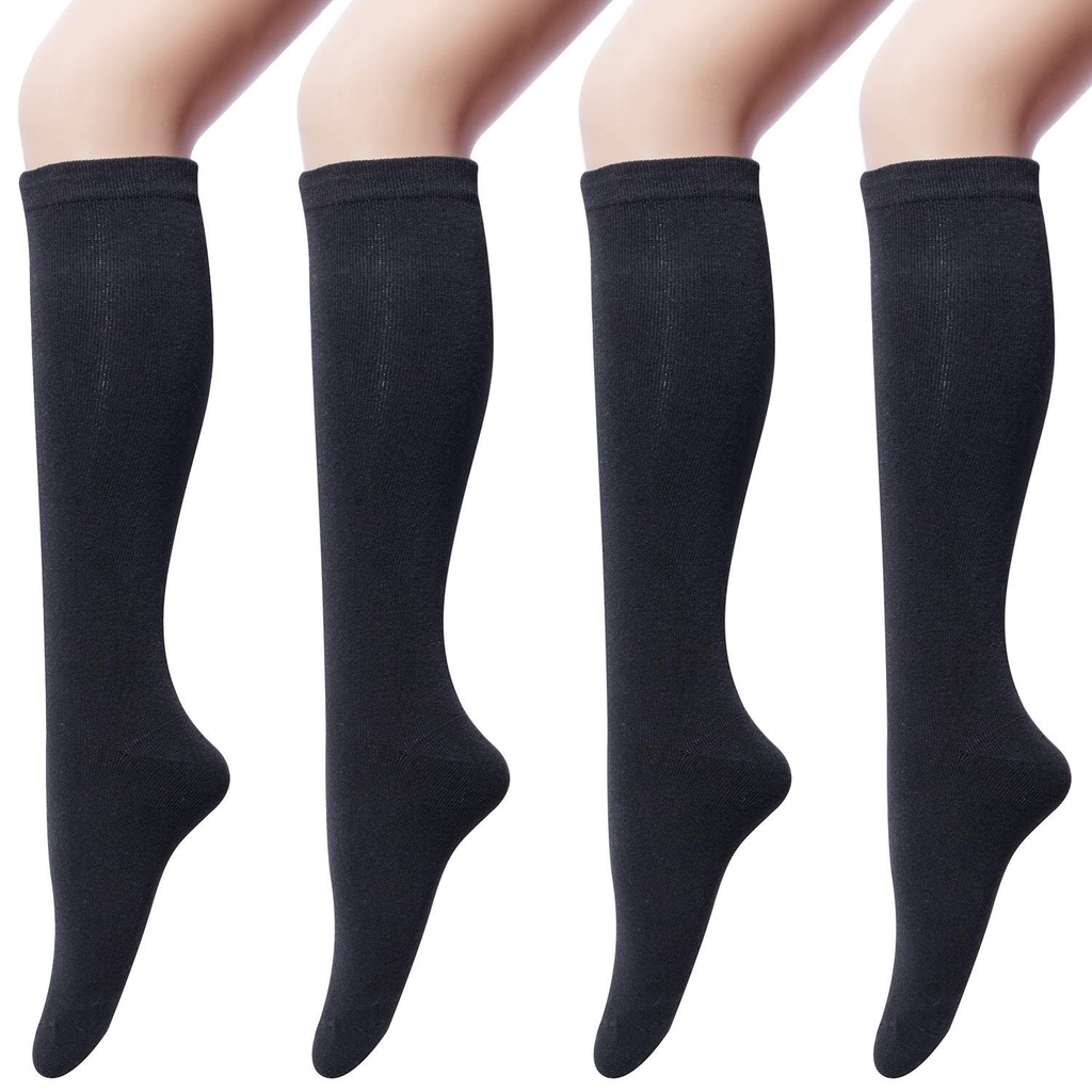Chalier Cozy 4 Pairs Women's Cotton Knee High Socks Casual Thigh High Socks Knit Over the K