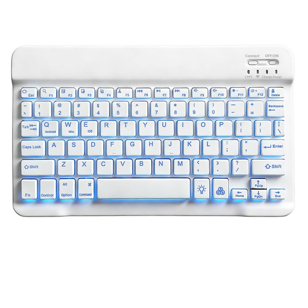 oibek Bluetooth Keyboard, Wireless Portable Keyboard with 7 Colour Backlight Rechargeable U