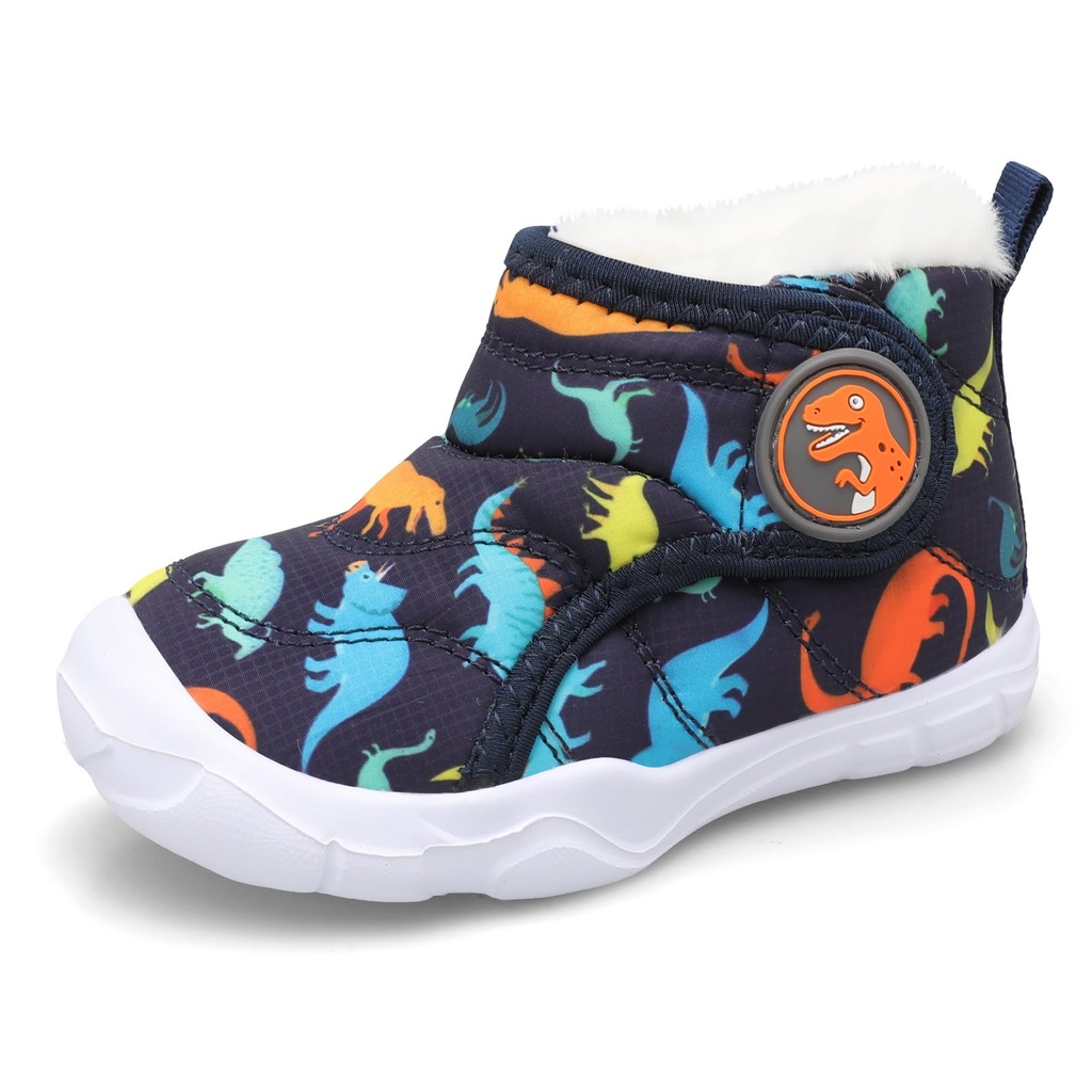 JIASUQI Toddler Snow Boots Kids Lightweight Fuzzy Boots Wide Toe Non Slip Indoor Outdoor Wi