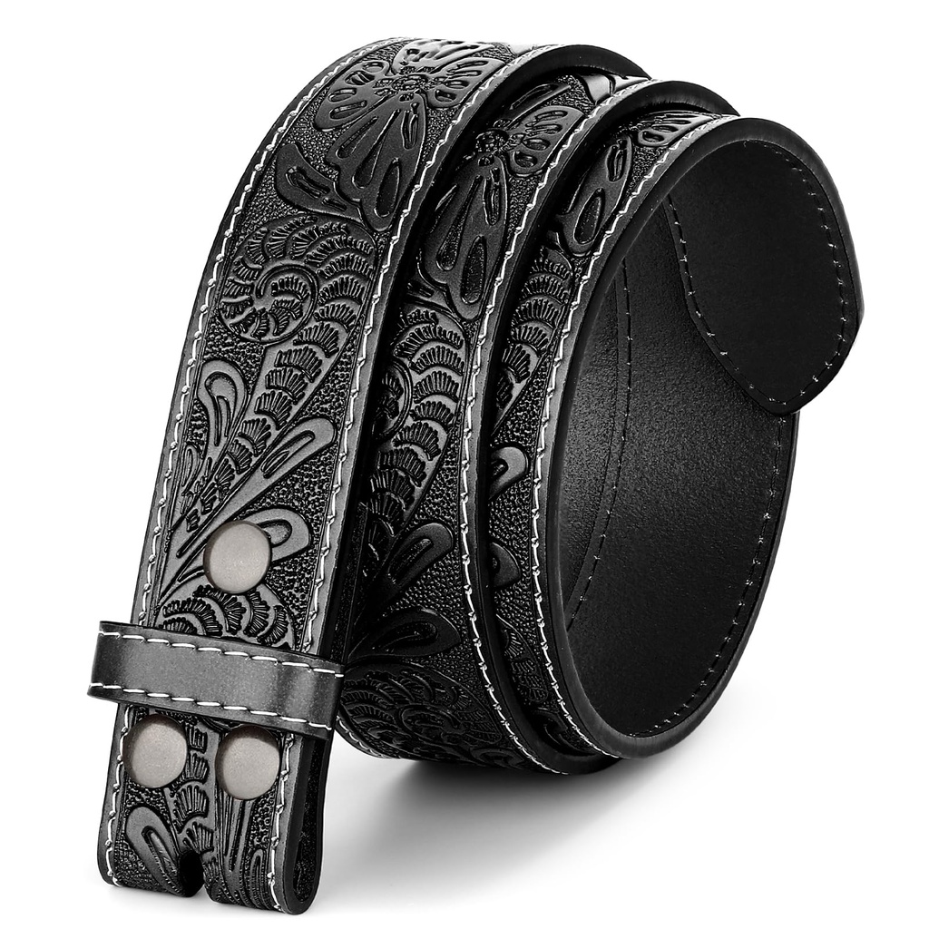 Western Leather Belt Strap for Men Women Cowboy Cowgirl Leather Mens Belts for Jeans Birthd