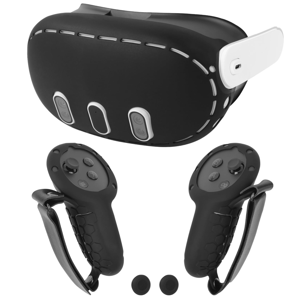 Upgraded Silicone Cover Set Compatible with Meta/Oculus Quest 3 Accessories, VR Headset She