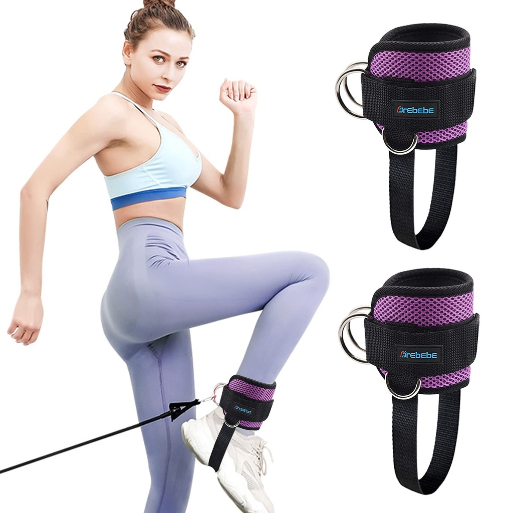 Brebebe 1 Pair Fitness Ankle Strap for Cable Machine, Adjustable Women Men Ankle Strap Kick