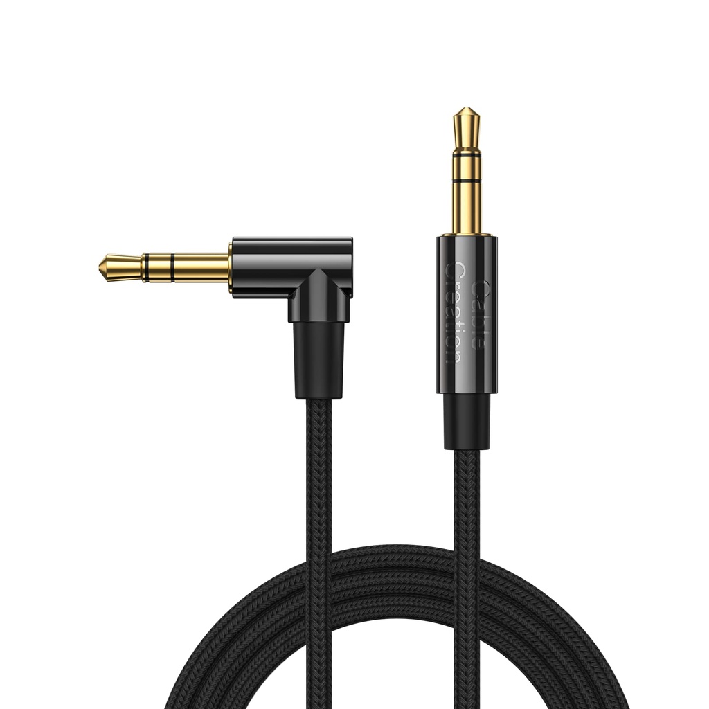 CableCreation Audio Cable, 3FT 3.5mm Right Angle Male to Male Auxiliary Jack HiFi Cable wit
