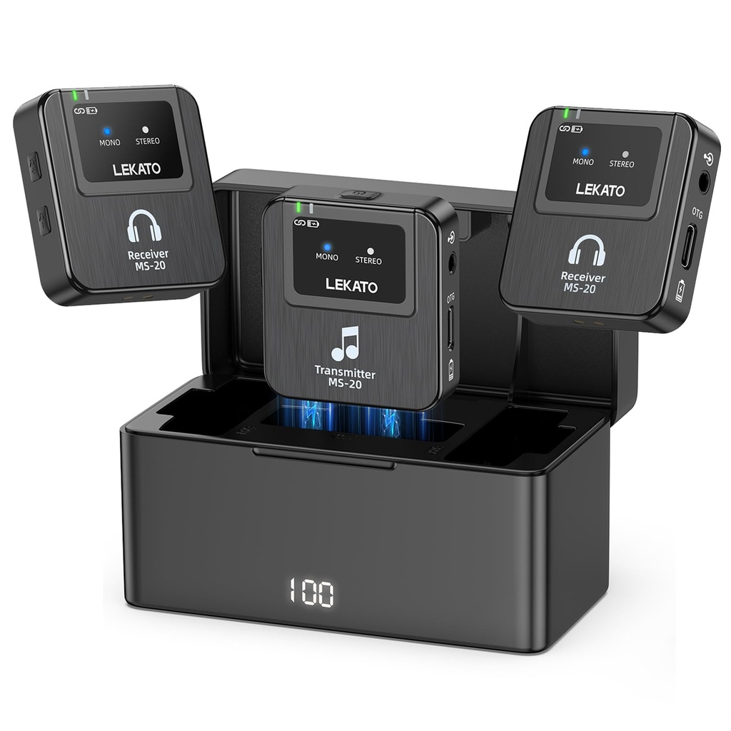 LEKATO Wireless In-Ear Monitor System with Charging Case,2.4G Stereo Wireless IEM System